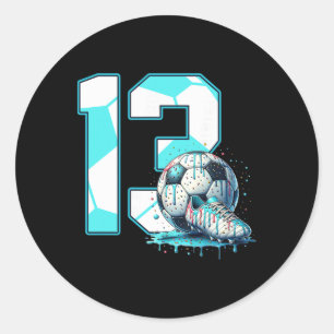 Fußball 13. Geburtstag 13 Jahre alte Eis-Drip Bd Runder Aufkleber