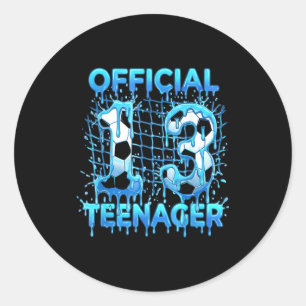 Fußball 13. Geburtstag Eis Drip Offiziell Teena Runder Aufkleber