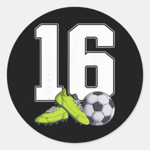 Fußball 16. Geburtstag Fußller Jungen 16 Jahre alt Runder Aufkleber