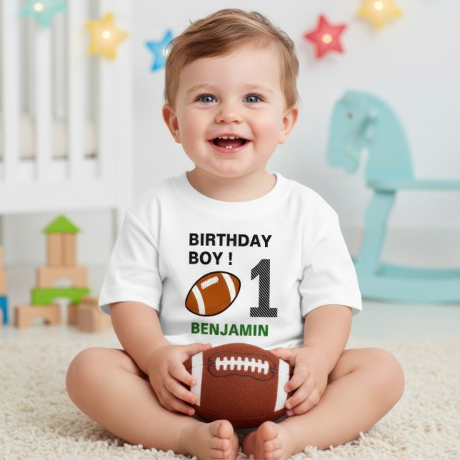 Fußball 1. Geburtstag Party Baby T-shirt (Von Creator hochgeladen)