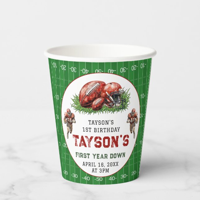 Fußball 1. Geburtstag Party Pappbecher (Rückseite)