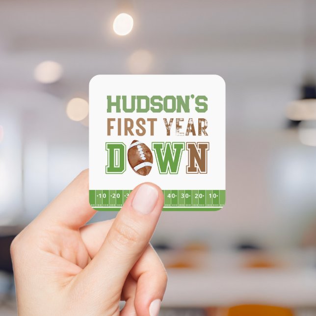 Fußball 1. Geburtstag Quadratischer Aufkleber (Von Creator hochgeladen)