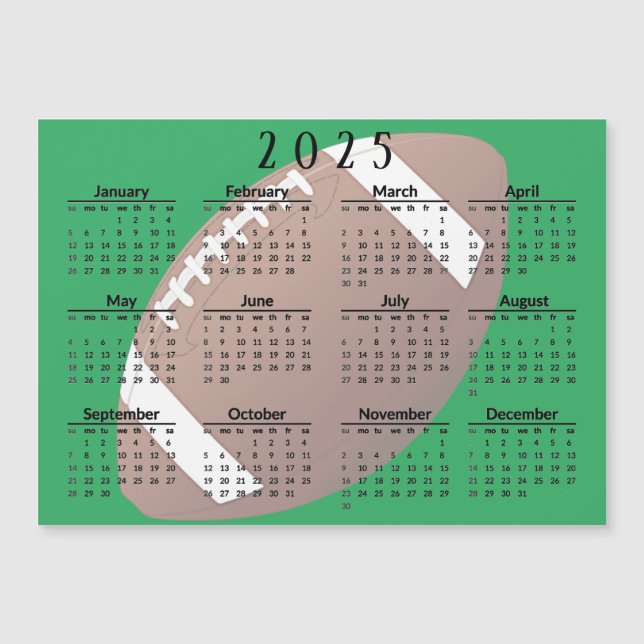 Fußball 2025 Kalender Magnetkarte (Vorderseite)
