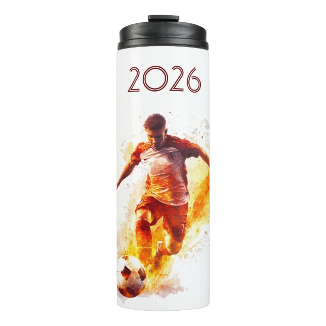 Fußball 2026 in Flammen  Thermosbecher (Vorderseite)