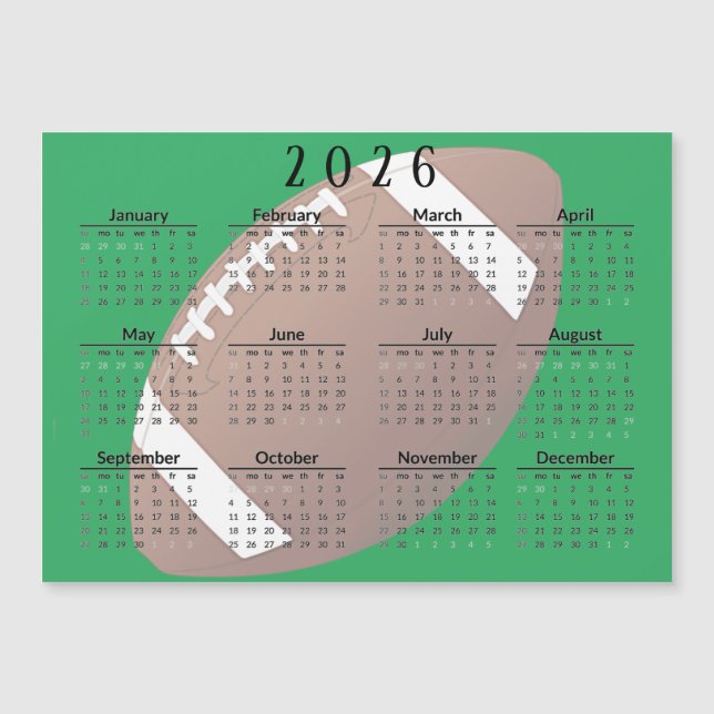 Fußball 2026 Kalender Magnetkarte (Vorderseite)