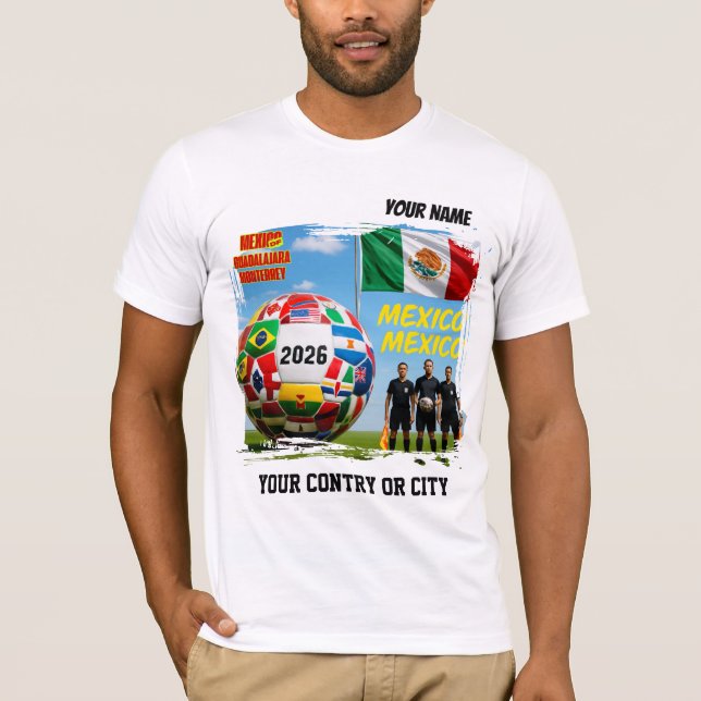 Fußball 2026 Mexico Benutzerdefinierter Kindername T-Shirt (Vorderseite)