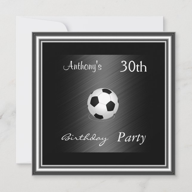 Fußball 30. Geburtstag Party Silber Einladung (Vorderseite)