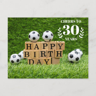 Fußball 30. Geburtstagskarte mit Bälle auf Grün Postkarte
