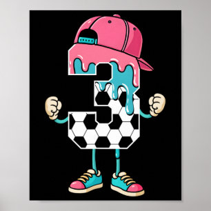 Fußball 3 Jahre alte Eiscreme tropft Jugend 3. Geb Poster