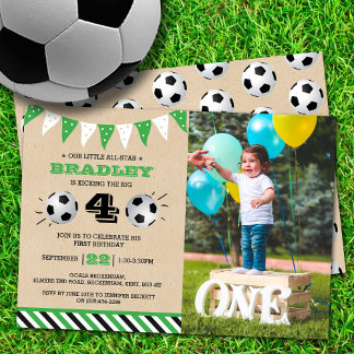 Fußball 4. Geburtstag Foto Einladung