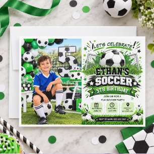 Fußball 5. Geburtstag Lustige Sport-Themen-Kinde Einladung