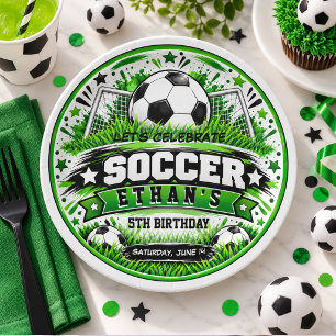 Fußball 5. Geburtstag Lustiges Sportthema Kinder Pappteller