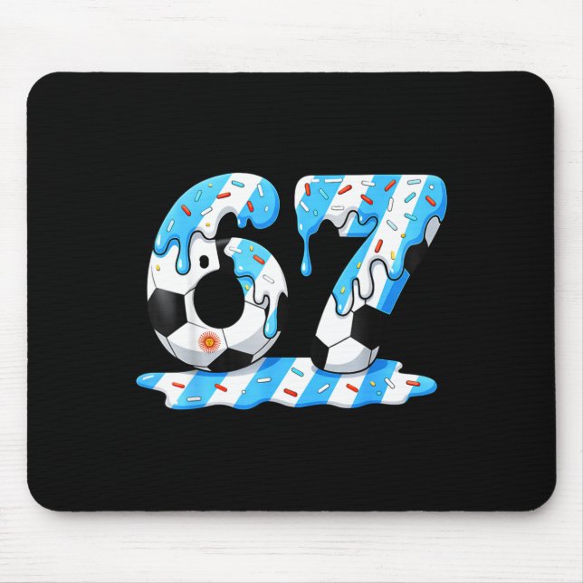 Fußball 67 Argentinien-Flagge Sechs Sieben Lustig  Mousepad (Vorne)
