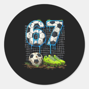 Fußball 67 sechs sieben lustig gen alpha meme drip runder aufkleber