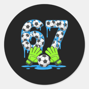 Fußball 67 Six Seven Gen Alpha Meme Drip 67 Eiscre Runder Aufkleber