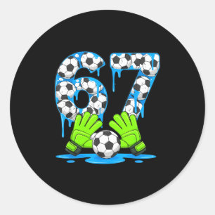 Fußball 67 Six Seven Gen Alpha Meme Drip 67 Eiscre Runder Aufkleber