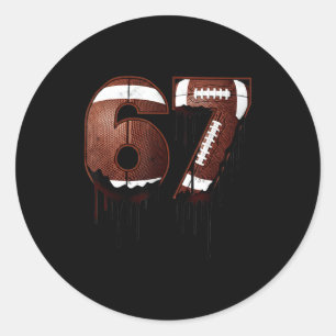 Fußball 67 Six Seven Lustiges Gen Alpha Meme Drip  Runder Aufkleber