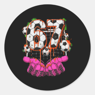 Fußball 67 Six Seven Lustiges Gen Alpha Meme Drip Runder Aufkleber