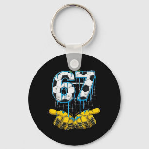 Fußball 67 Six Seven Lustiges Gen-Alpha-Meme-Drip- Schlüsselanhänger