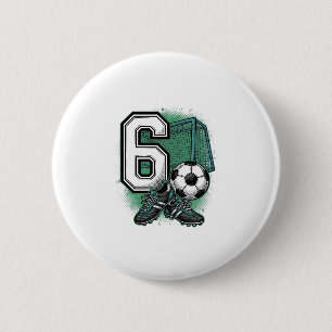 Fußball 6. Geburtstag Vintage Gravur Shirt Design Button