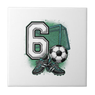 Fußball 6. Geburtstag Vintage Gravur Shirt Design Fliese