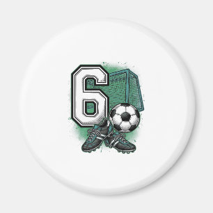 Fußball 6. Geburtstag Vintage Gravur Shirt Design Magnet