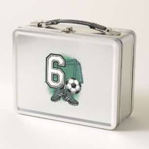 Fußball 6. Geburtstag Vintage Gravur Shirt Design Metall Brotdose