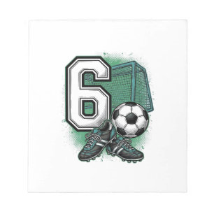 Fußball 6. Geburtstag Vintage Gravur Shirt Design Notizblock