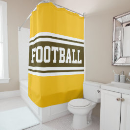 FUSSBALL 70er Gelborange Braune Streifen Duschvorhang