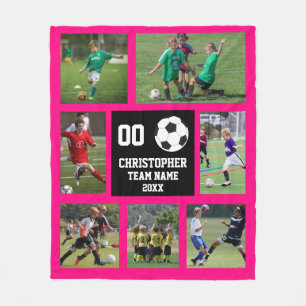 Fußball 7 Foto Collage Fuchsia Fleecedecke