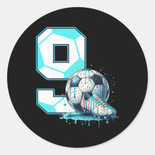 Fußball 9. Geburtstag 9 Jahre alte Eiscreme-Drip-B Runder Aufkleber