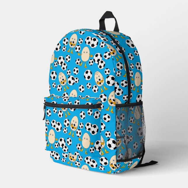 Fußball-Äghead-Muster Bedruckter Rucksack (Rückseitige Ecke Rechts)
