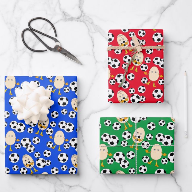 Fußball-Äghead-Muster Geschenkpapier Set (Vorderseite)