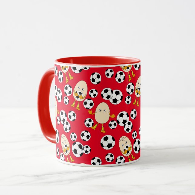 Fußball-Äghead-Muster Kaffeemaschine Tasse (Vorderseite Links)