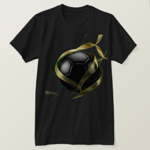 Fußball aka Fußball-Ball mit goldenen Schwüngen da T-Shirt