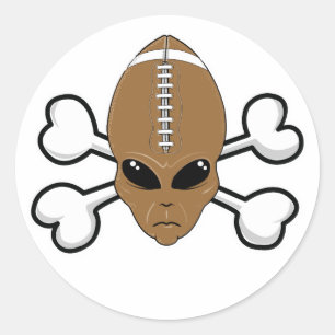 Fußball Alien Totenkopf Runder Aufkleber