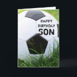 Fußball-alles- Gute zum Geburtstagsohn-Karte Karte<br><div class="desc">Ein klassischer Fußball im hohen Sommergras mit dem Wörter alles- Gute zum Geburtstagsohn! Vervollkommnen Sie für Ihren LieblingsFußballfansohn und total kundengerecht,  damit Sie als Sie bitte personifizieren!</div>