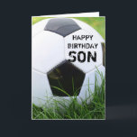 Fußball-alles- Gute zum Geburtstagsohn-Karte Karte<br><div class="desc">Ein klassischer Fußball im hohen Sommergras mit dem Wörter alles- Gute zum Geburtstagsohn! Vervollkommnen Sie für Ihren LieblingsFußballfansohn und total kundengerecht,  damit Sie als Sie bitte personifizieren!</div>