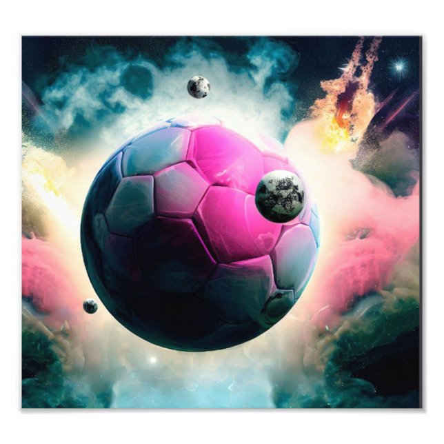 Fußball als Planet Fotodruck (Vorne)