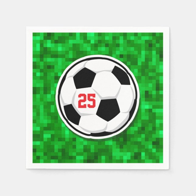 Fußball Alter Pixelig Grünes Gras Kinder Serviette (Vorderseite)