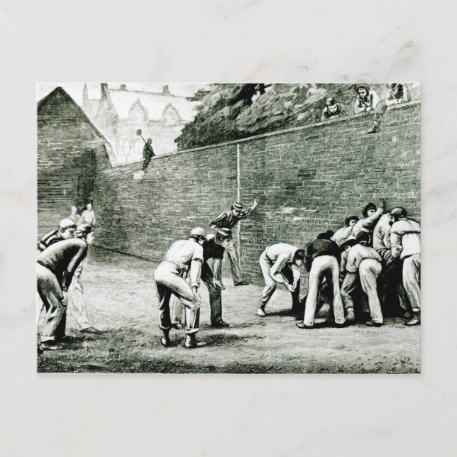 Fußball an der Mauer in Eton Postkarte (Vorderseite)