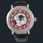 Fußball Armbanduhr<br><div class="desc">Sportliche rote Fußballuhr.</div>