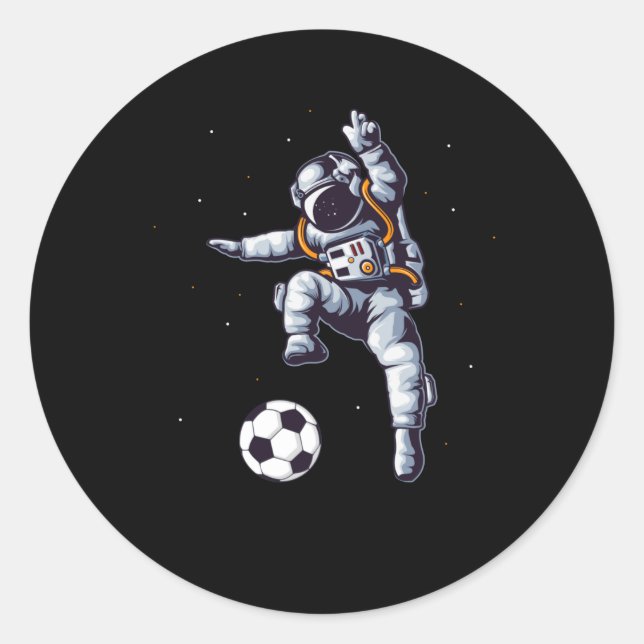 Fußball-Astronaut im Weltraumspielerlüfter Runder Aufkleber (Vorderseite)