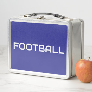 FUßBALL Athletisches Tiefblau Modern Weiß Text  Metall Brotdose