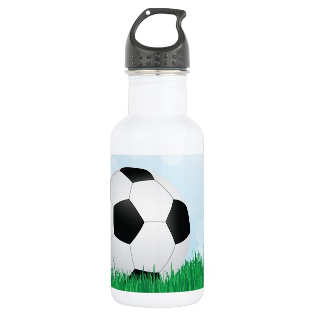 Fußball auf Gras Trinkflasche (Vorderseite)
