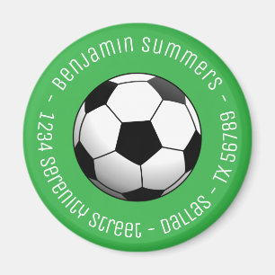 Fußball auf Grün mit individuellem Text Magnet