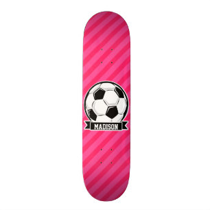 Fußball auf Neon Pink Streifen Skateboard