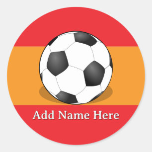 Fußball auf rotem und orangefarbenem Hintergrund Runder Aufkleber