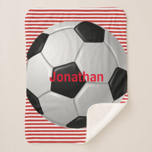 Fußball auf Streifen Design Sherpa Blankon Sherpadecke
