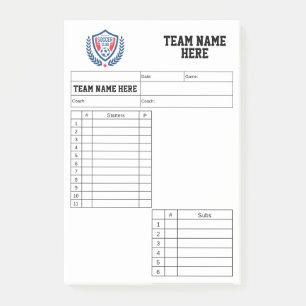 Fußball-Aufstellungskarten Post-it Klebezettel